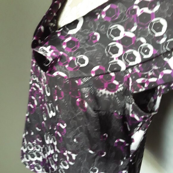 Worthington colorful purple and gray floral cowl neck top size L - Picture 9 of 12